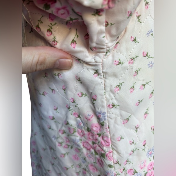 Vintage Quilted floral blouse - pink and white - XS (vintage 10) - Picture 6 of 9